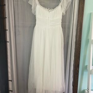 Lulu's White Dress with Sheer Polka Dot Detail